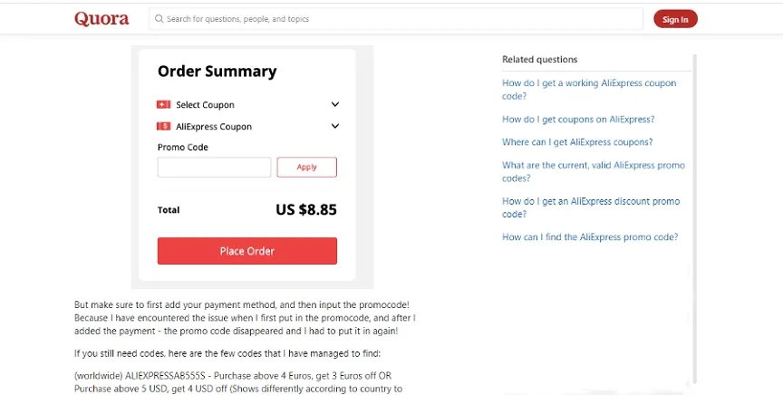 9.AliExpress coupon code