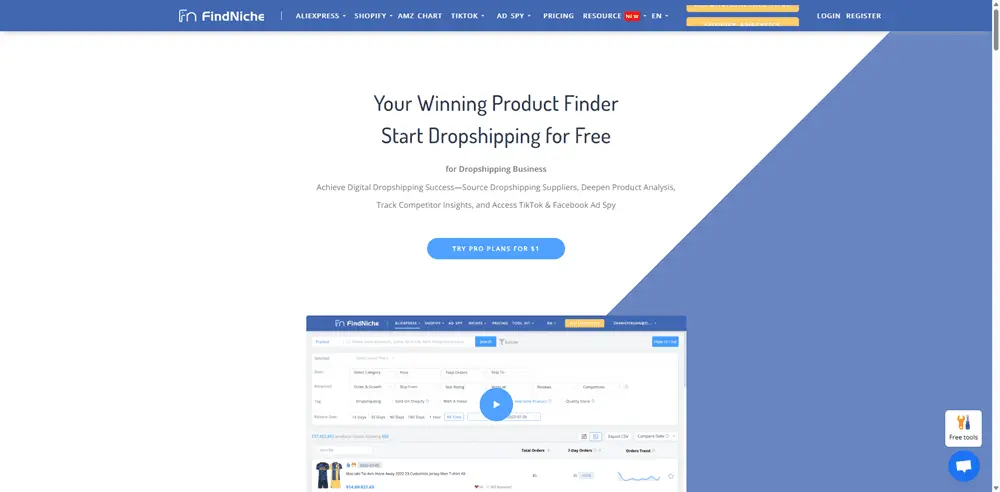 FindNiche-Dropshipping-Products-TikTok-Shop-Analytics，AdSpy